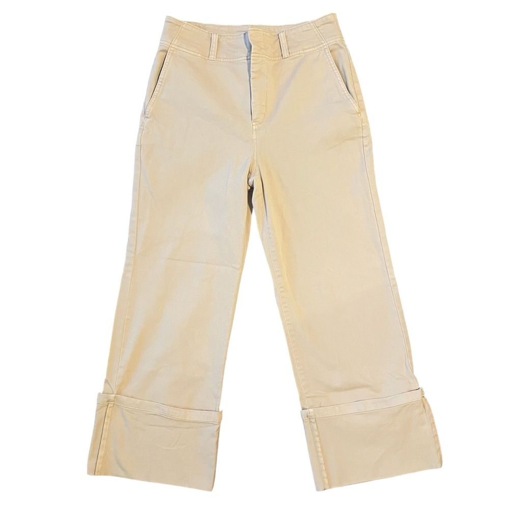 Pilcro Anthropologie Womens 28 Relaxed Cuffed Pants Khaki Wide Leg High Rise Tan - Picture 3 of 10